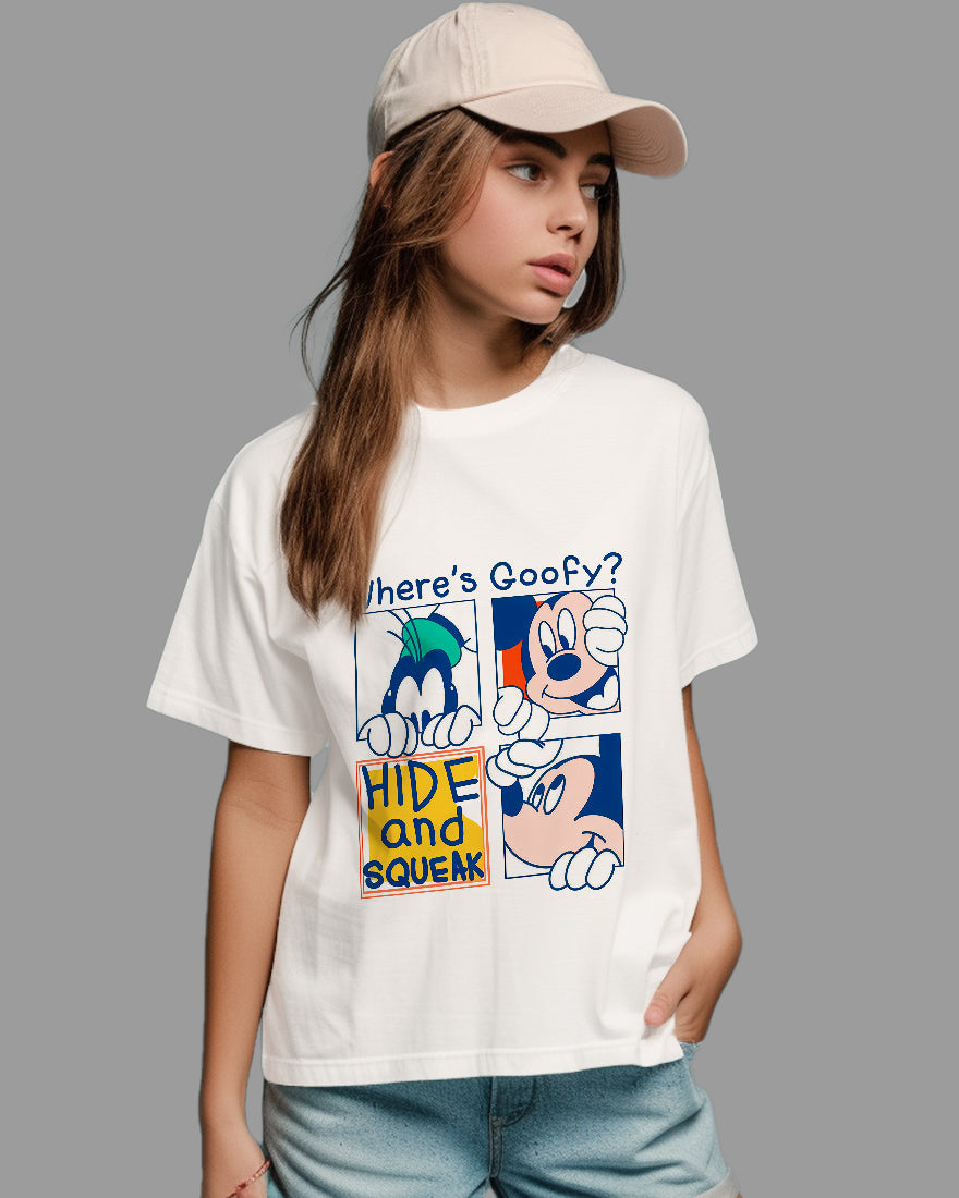 Womens Relaxed Fit TShirt Cartoon Mickey Hide & Squeak