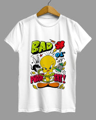 Womens Relaxed Fit TShirt Cartoon Angry Tweety