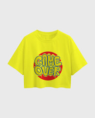 Womens Oversized Cropped TShirt Funky Game Over