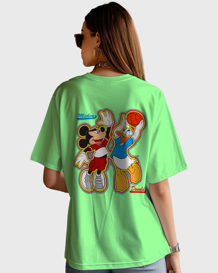 Womens Oversized TShirt Cartoon Micky & Donald