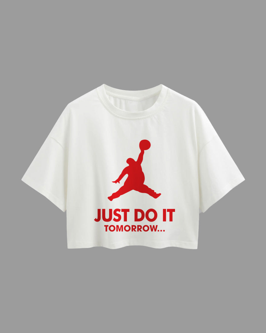 Womens Oversized Cropped TShirt Funky Just Do It