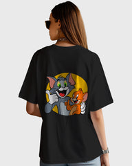 Womens Oversized TShirt Cartoon Tom & Jerry