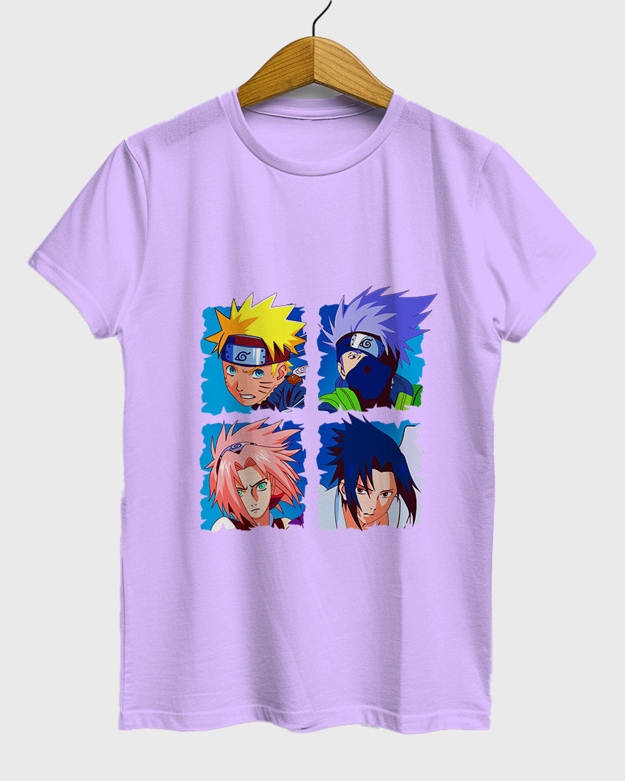 Womens Relaxed Fit TShirt Anime Naruto & Team