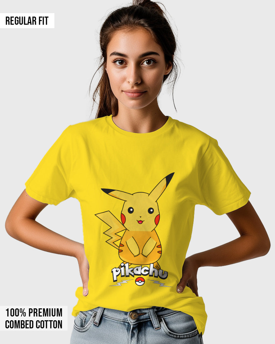 Womens Relaxed Fit TShirt Cartoon Pokeman Pikachu