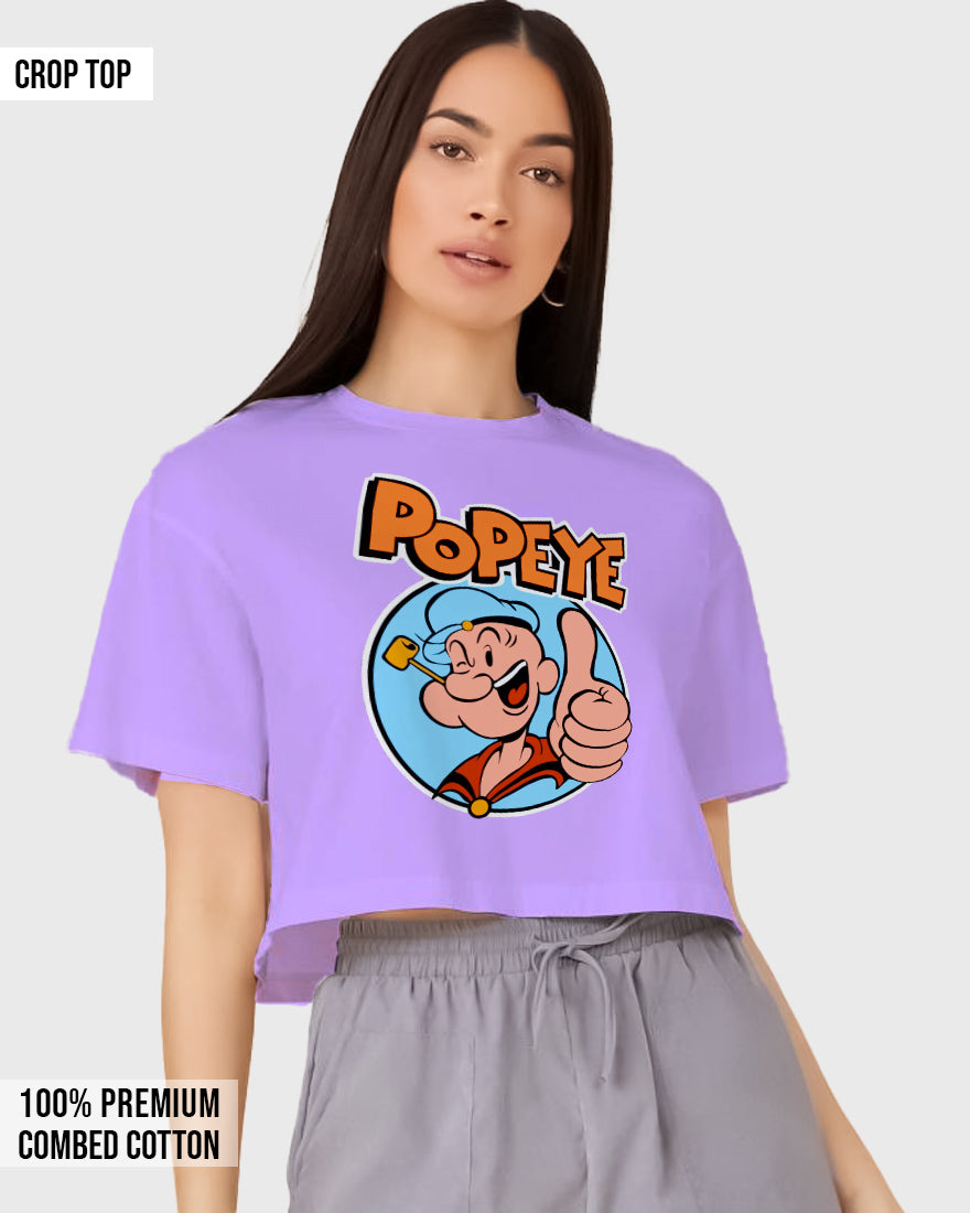 Womens Cropped TShirt Cartoon Popeye