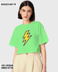 Womens Oversized Cropped TShirt Movies Flash Logo1