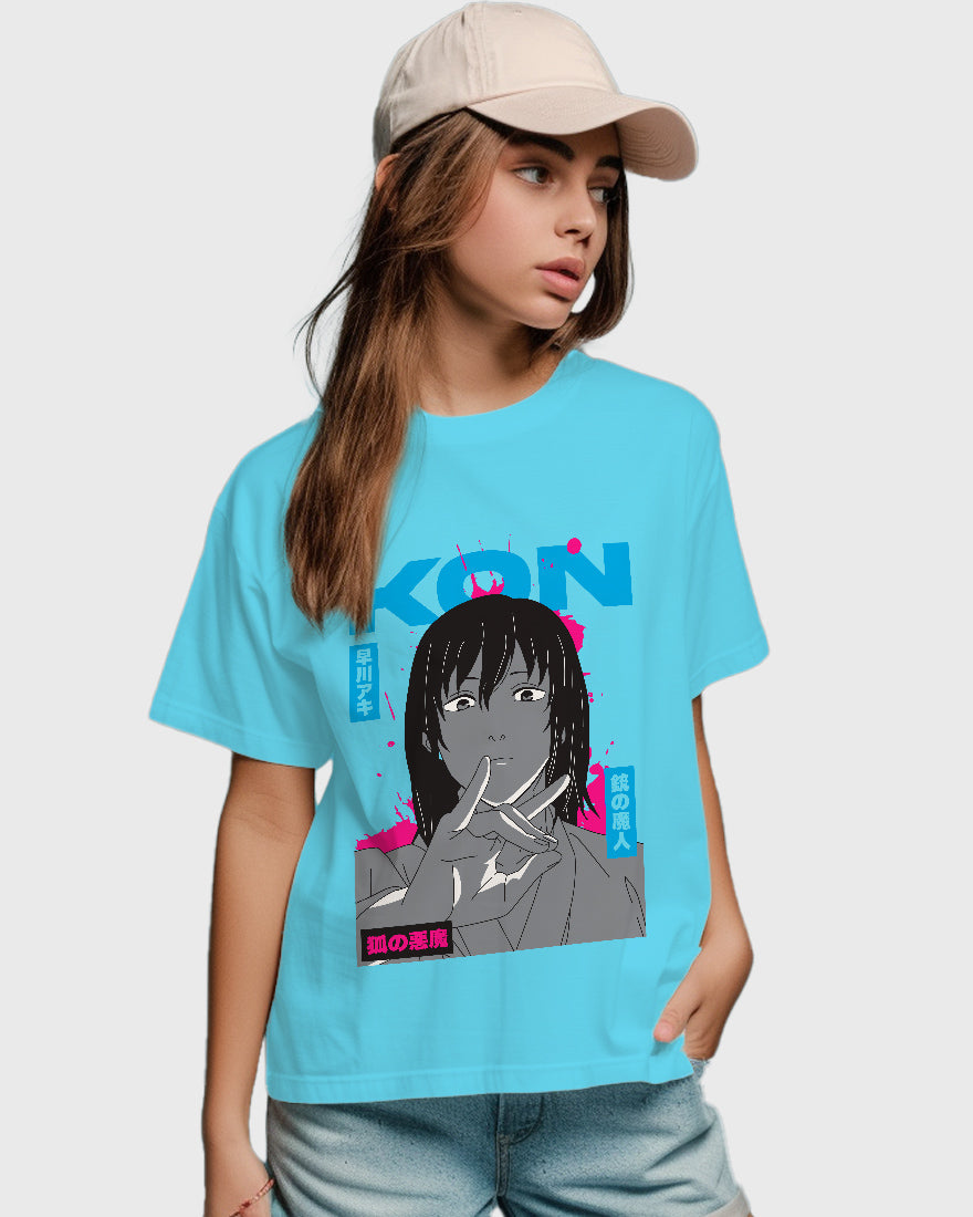 Womens Relaxed Fit TShirt Anime Chainsawman Kai Kon