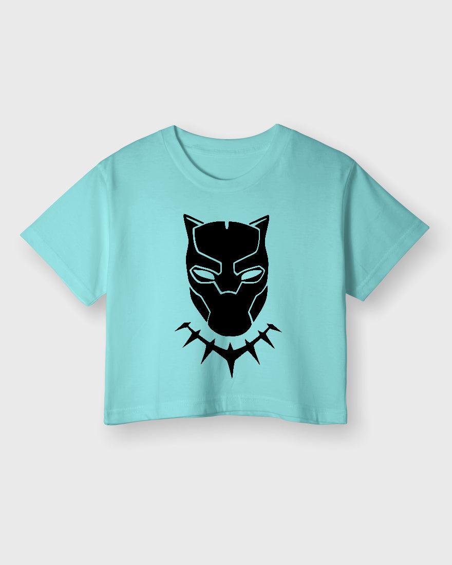 Womens Cropped TShirt Movies Black Panther Mask