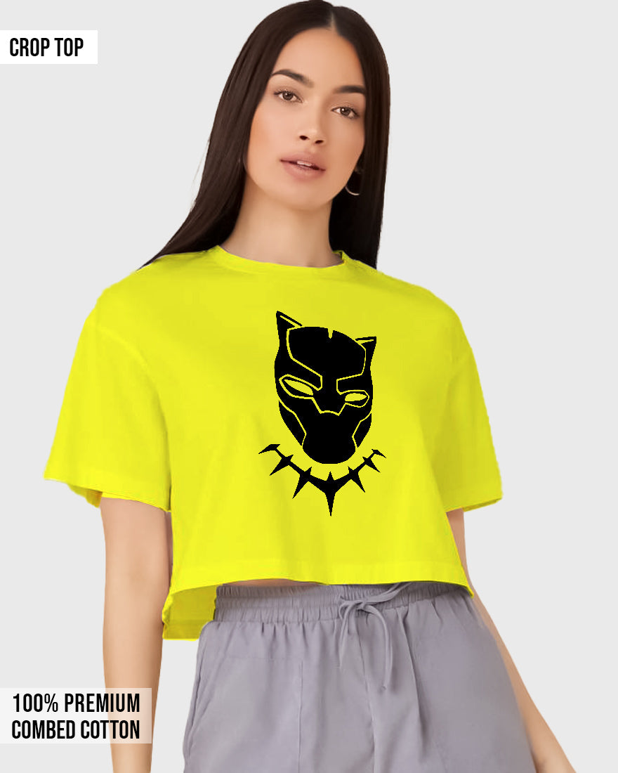 Womens Cropped TShirt Movies Black Panther Mask