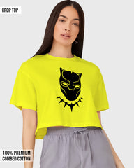 Womens Cropped TShirt Movies Black Panther Mask