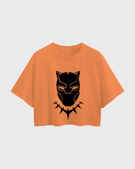 Womens Oversized Cropped TShirt Movies Black Panther Mask