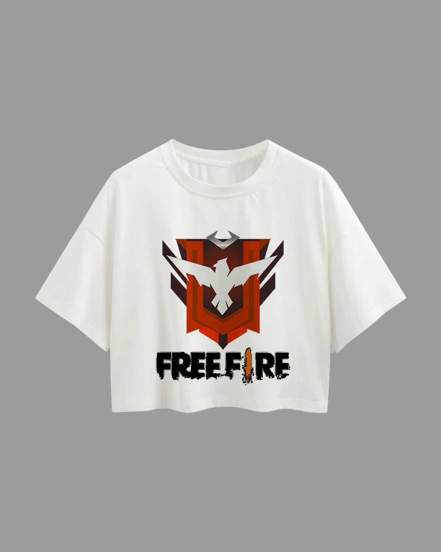 Womens Oversized Cropped TShirt Gaming Free Fire 2