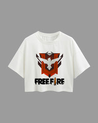 Womens Oversized Cropped TShirt Gaming Free Fire 2