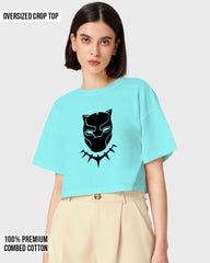 Womens Oversized Cropped TShirt Movies Black Panther Mask