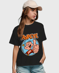 Womens Relaxed Fit TShirt Cartoon Popeye