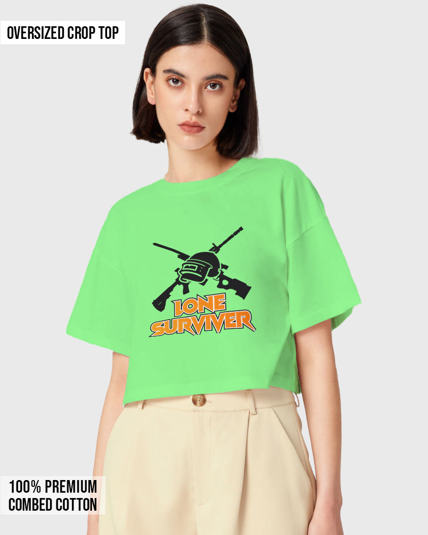 Womens Oversized Cropped TShirt Gaming Pubg 2