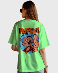 Womens Oversized TShirt Cartoon Popeye