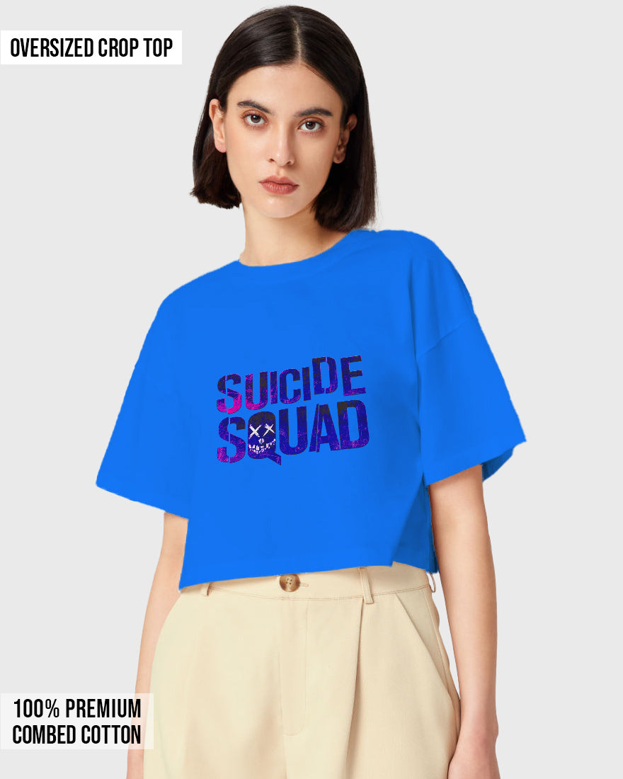 Womens Oversized Cropped TShirt Gaming Suicide Squad Specialops