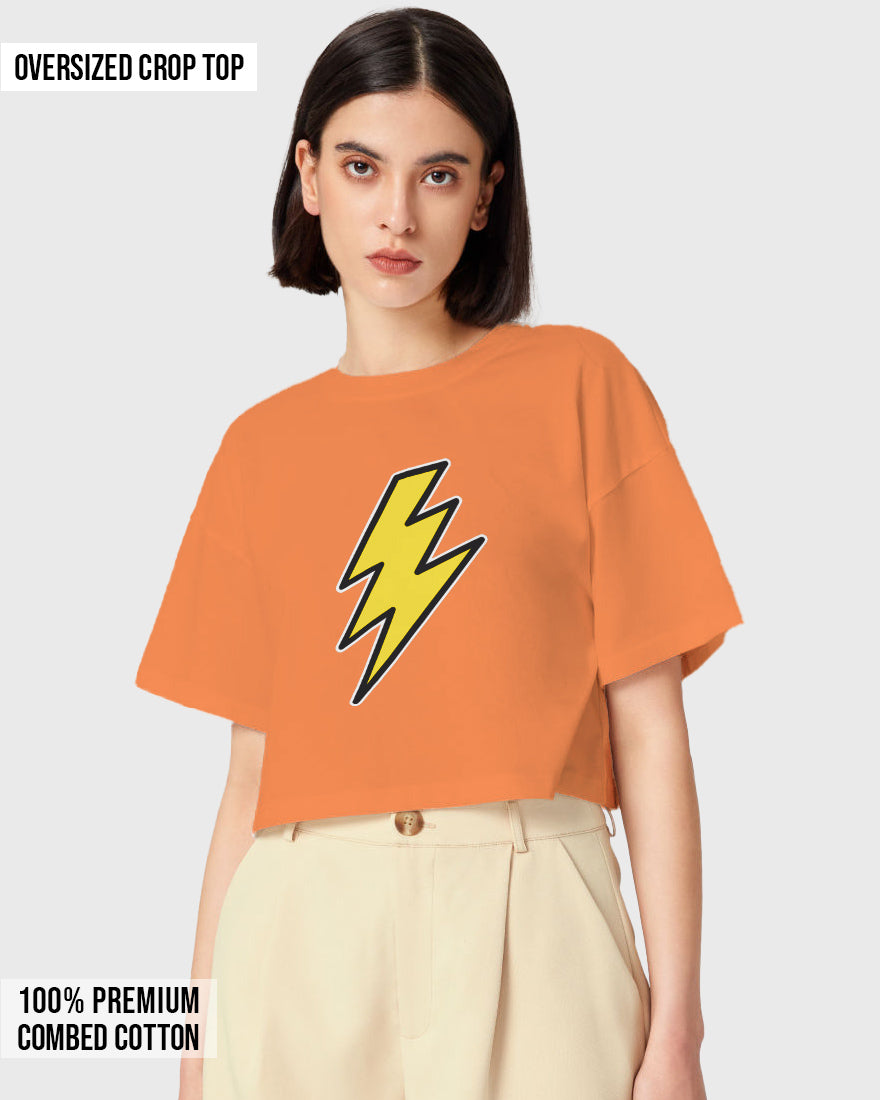 Womens Oversized Cropped TShirt Movies Flash Logo1