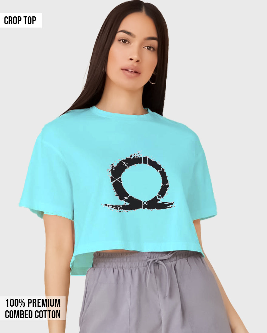 Womens Cropped TShirt Gaming God Of War Logo