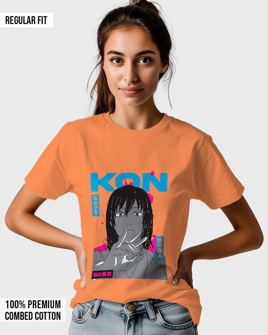 Womens Relaxed Fit TShirt Anime Chainsawman Kai Kon