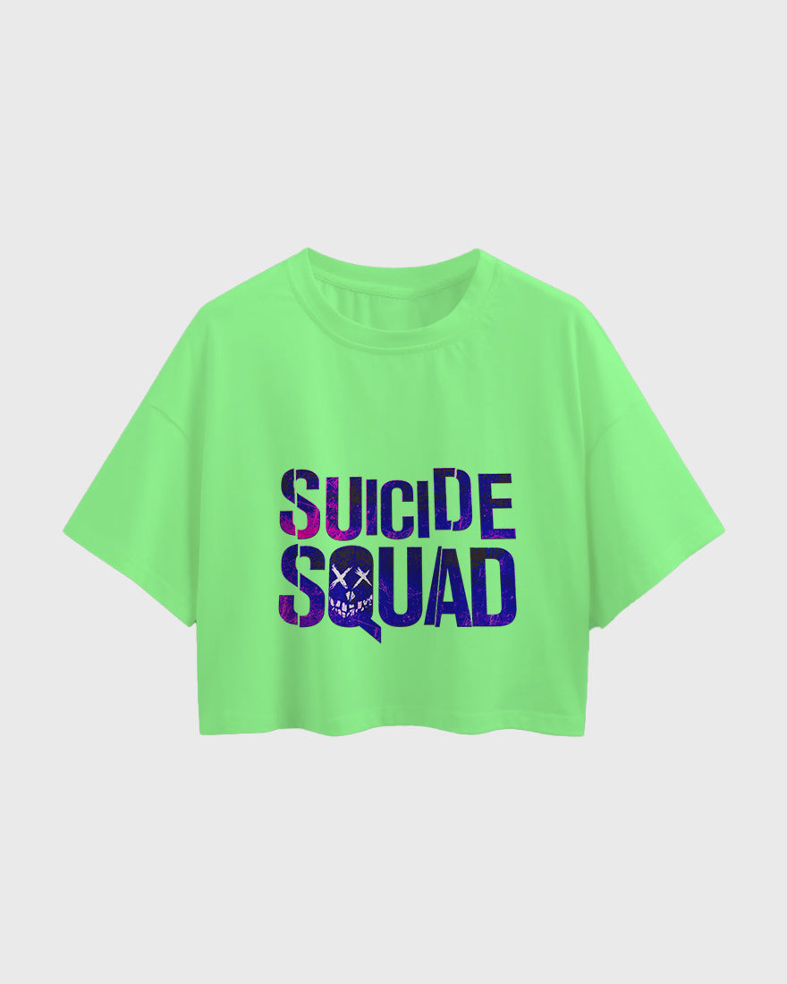 Womens Oversized Cropped TShirt Gaming Suicide Squad Specialops