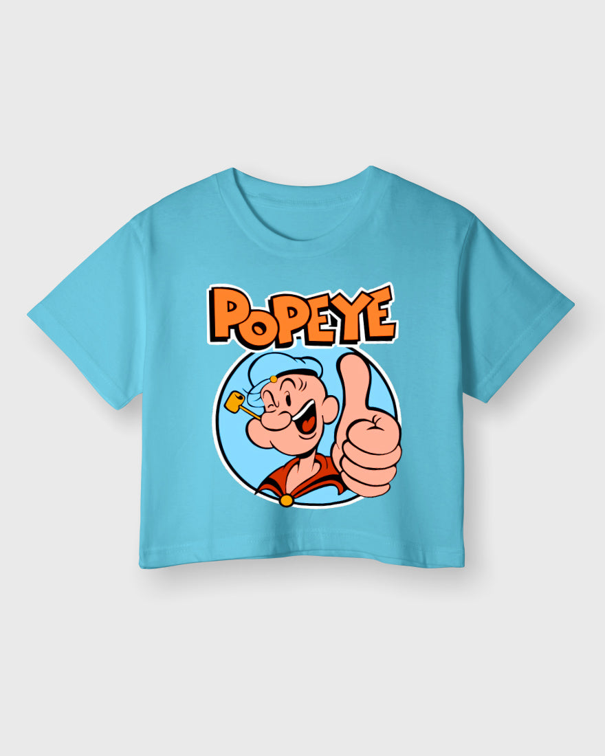 Womens Cropped TShirt Cartoon Popeye