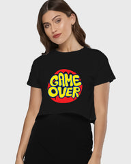 Womens Cropped TShirt Funky Game Over