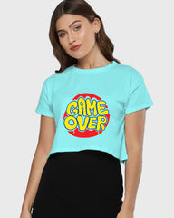 Womens Cropped TShirt Funky Game Over