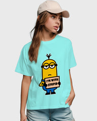 Womens Relaxed Fit TShirt Cartoon Minion Im Stupid