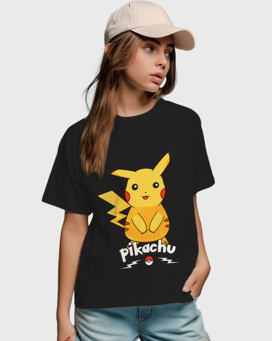 Womens Relaxed Fit TShirt Cartoon Pokeman Pikachu