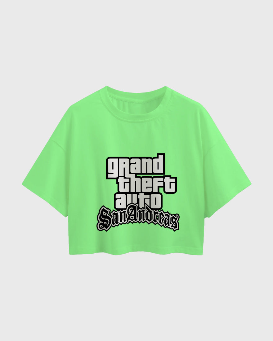 Womens Oversized Cropped TShirt Gaming Gta 3