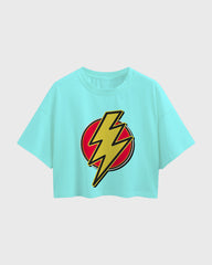 Womens Oversized Cropped TShirt Movies Flash Logo2