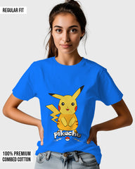 Womens Relaxed Fit TShirt Cartoon Pokeman Pikachu