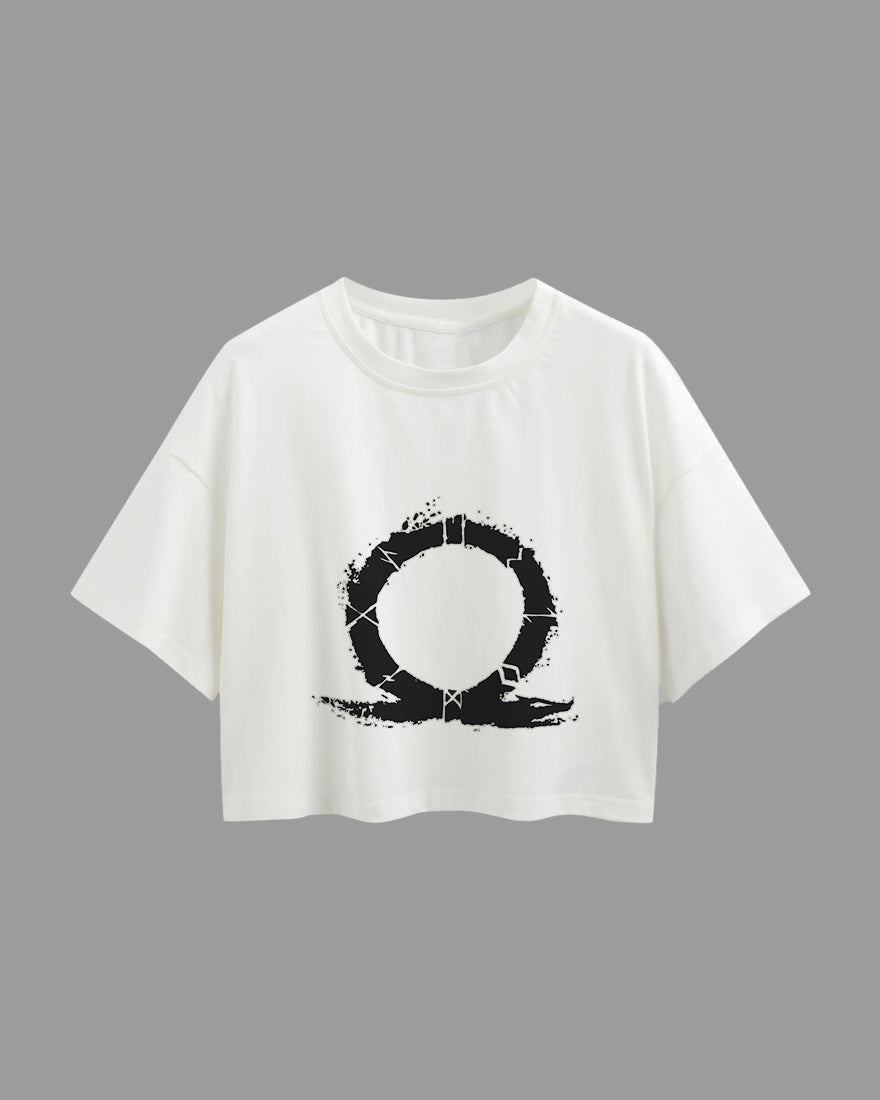 Womens Oversized Cropped TShirt Gaming God Of War Logo