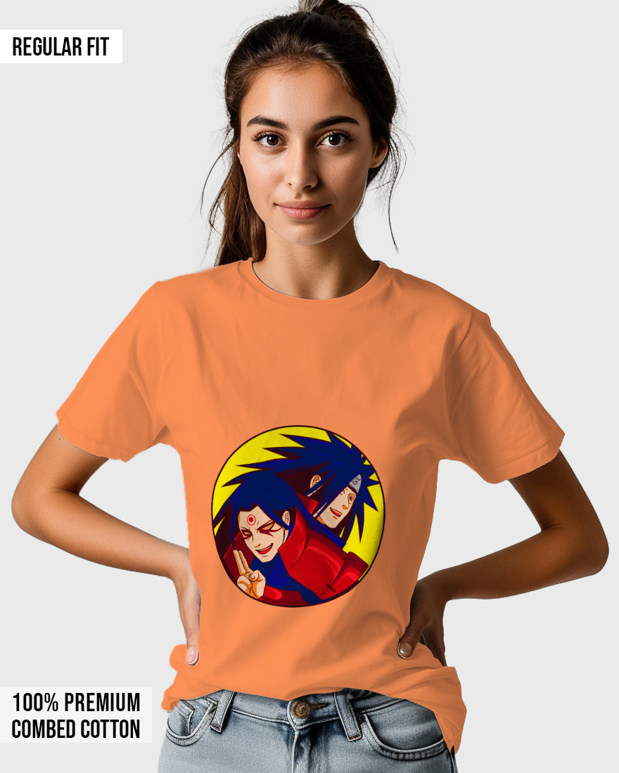 Womens Relaxed Fit TShirt Anime Naruto Hashirama & Madara