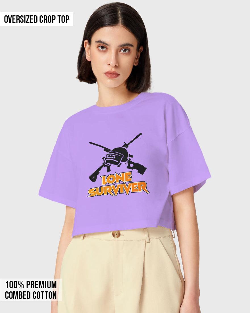 Womens Oversized Cropped TShirt Gaming Pubg 2