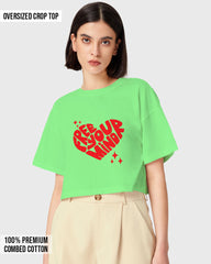 Womens Oversized Cropped TShirt Funky Free Your Mind