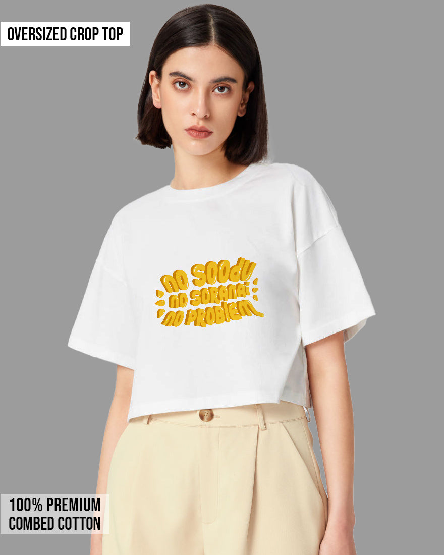 Womens Oversized Cropped TShirt Trendings No Problem