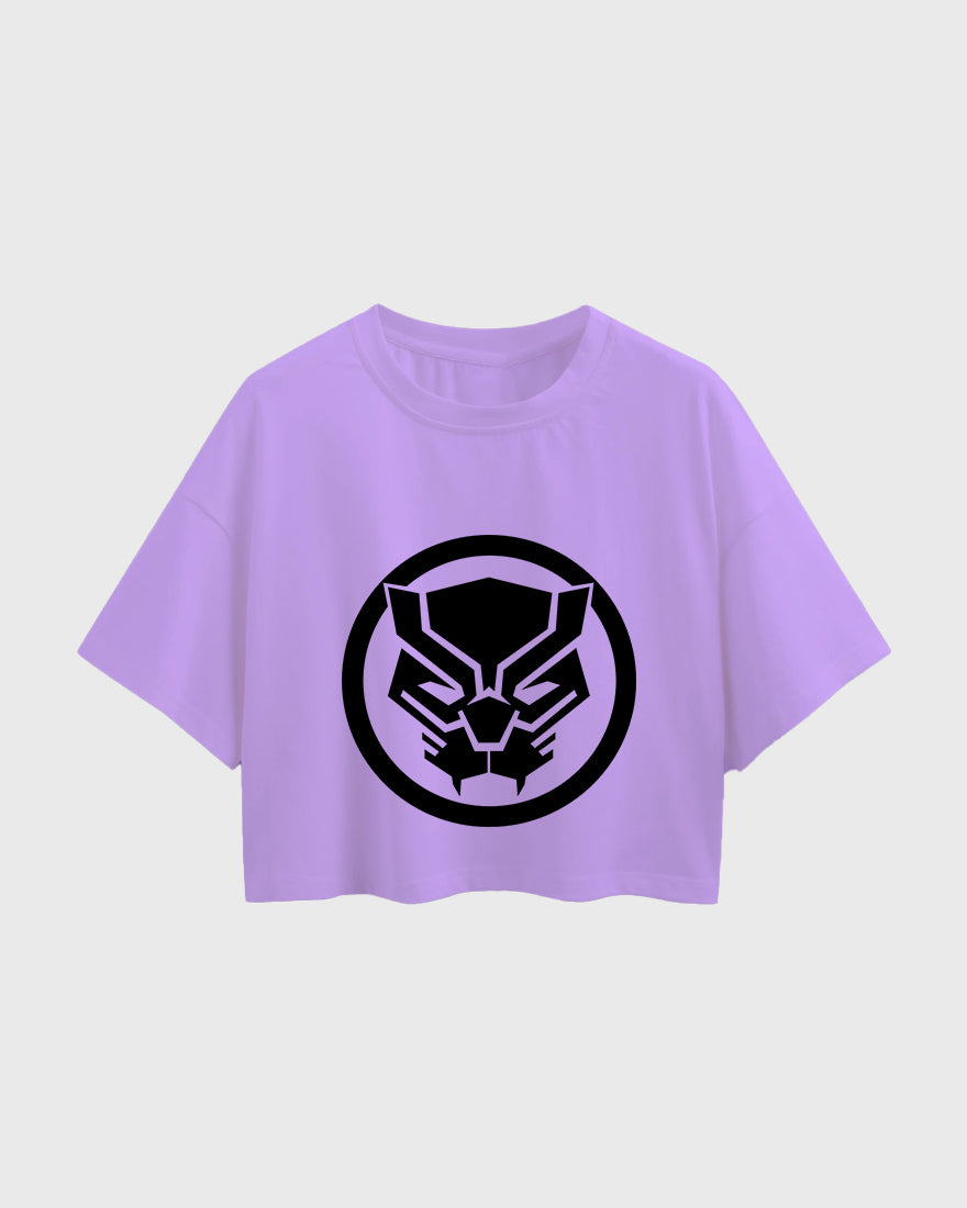 Womens Oversized Cropped TShirt Movies Black Panther Logo