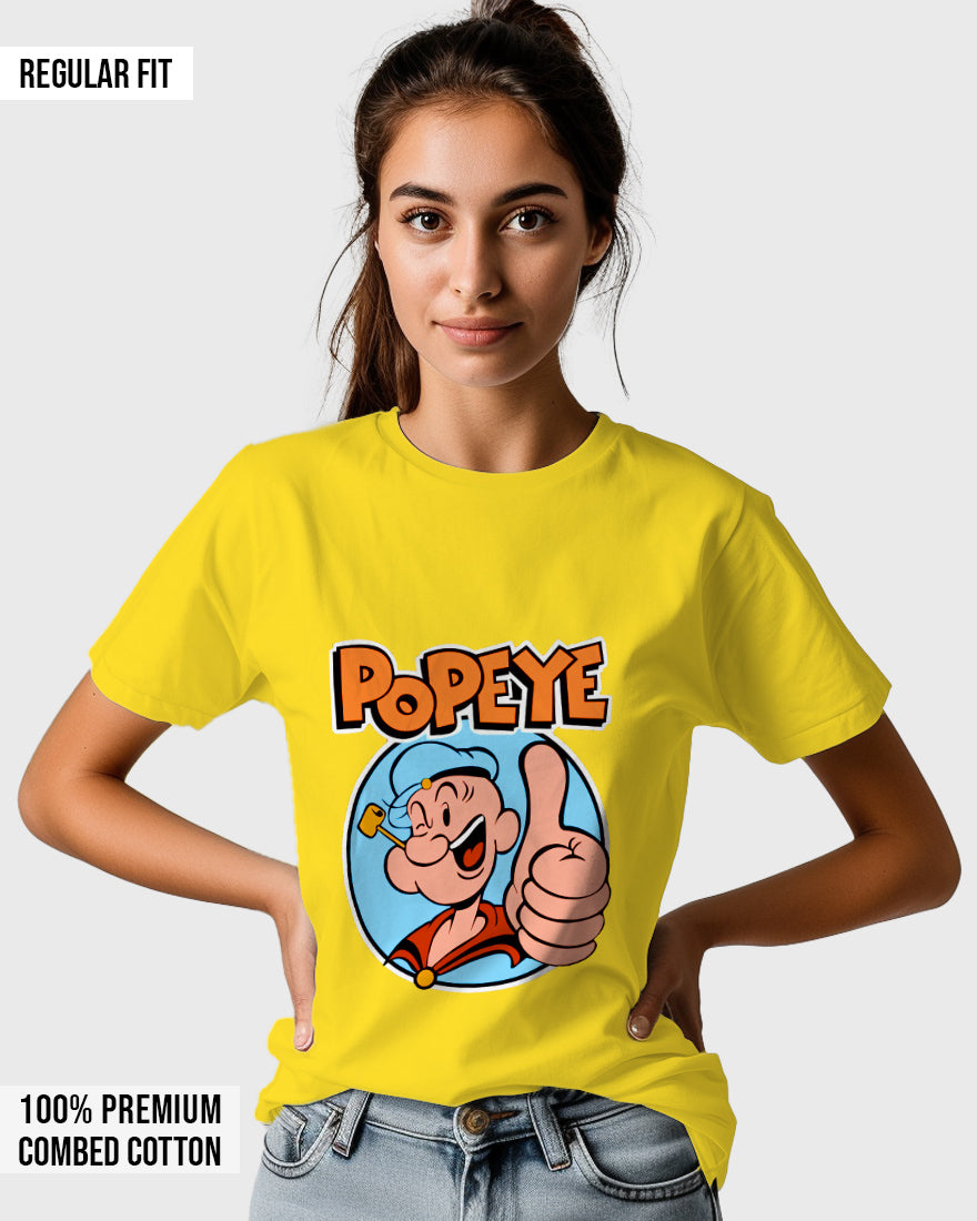 Womens Relaxed Fit TShirt Cartoon Popeye