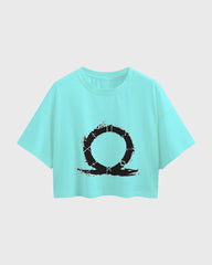 Womens Oversized Cropped TShirt Gaming God Of War Logo