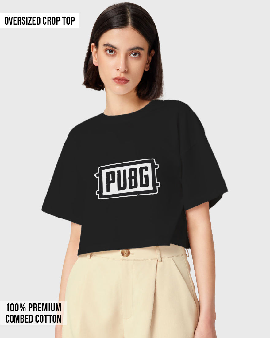 Womens Oversized Cropped TShirt Gaming Pubg 1