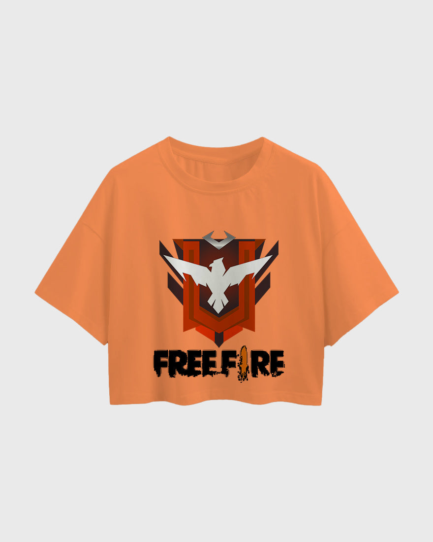 Womens Oversized Cropped TShirt Gaming Free Fire 2