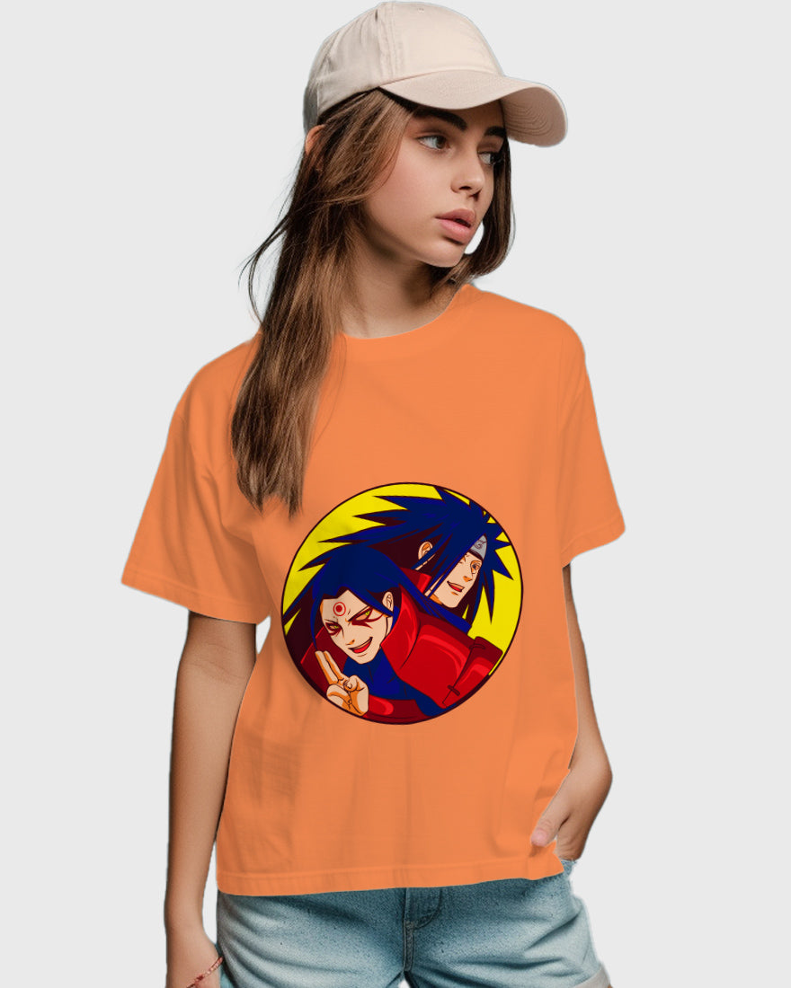 Womens Relaxed Fit TShirt Anime Naruto Hashirama & Madara