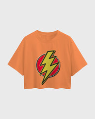 Womens Oversized Cropped TShirt Movies Flash Logo2