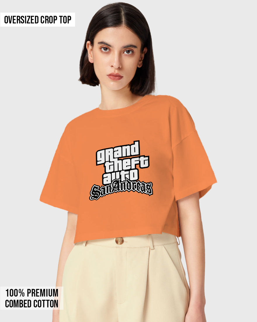 Womens Oversized Cropped TShirt Gaming Gta 3