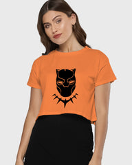 Womens Cropped TShirt Movies Black Panther Mask