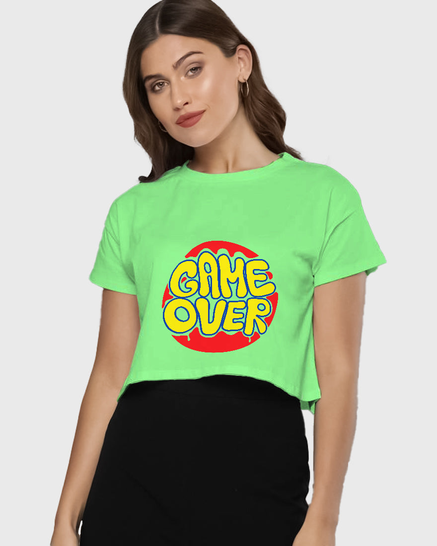 Womens Cropped TShirt Funky Game Over