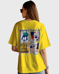 Womens Oversized TShirt Cartoon Mickey Hide & Gqueak